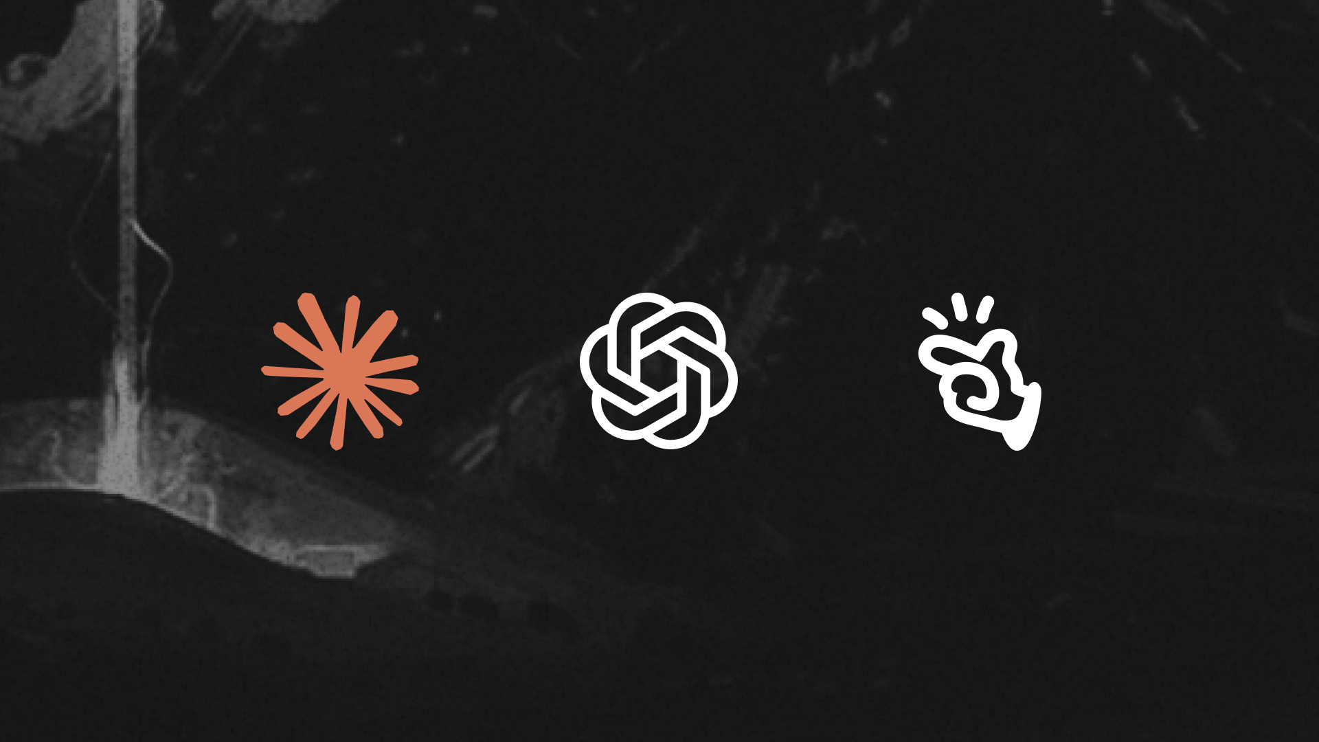 Claude, OpenAI Codex, and Manus marks side by side on a dark textured background.